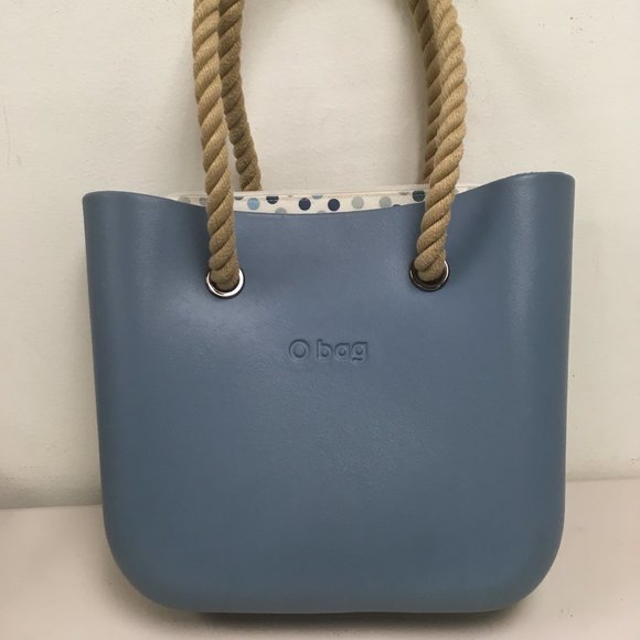 O Bag Tote made in Italy blue rope shoulder bag lined like new - Picture 1 of 4